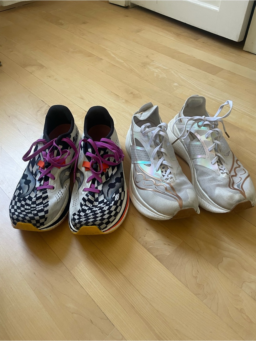 Saucony pro 2 and elite carbon plated racing shoes, size 10